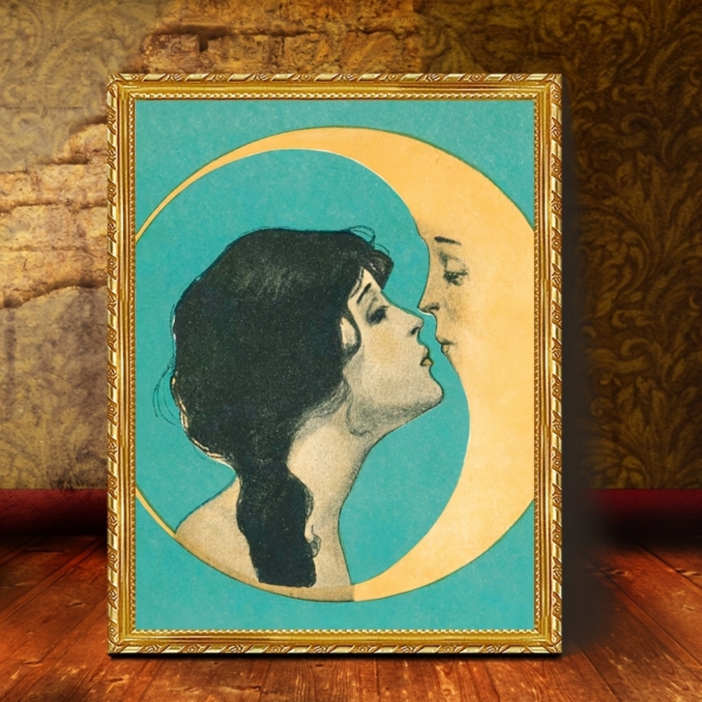 Vintage art nouveau fine art print Moon Kiss - Picture 4 of 16